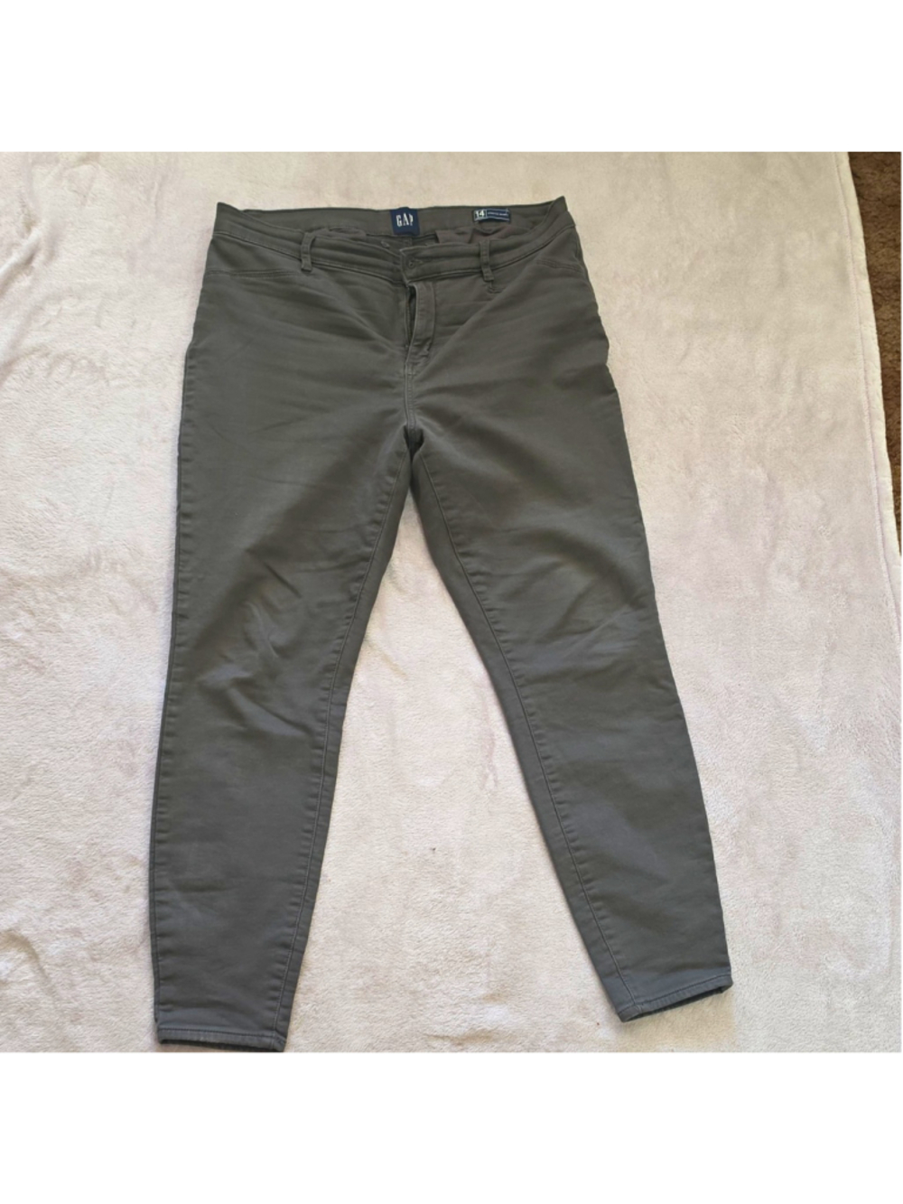 GAP Womens Gray Solid Skinny Jeans Stretch Pockets Zip Closure Size 14